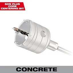 SDS Plus Core Centering Bit for concrete drilling, featuring a durable metal body and a central pilot bit for precision.