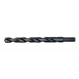 15/32" THUNDERBOLT black oxide drill bit with a twisted design, a smooth cylindrical shank, and a dark finish.