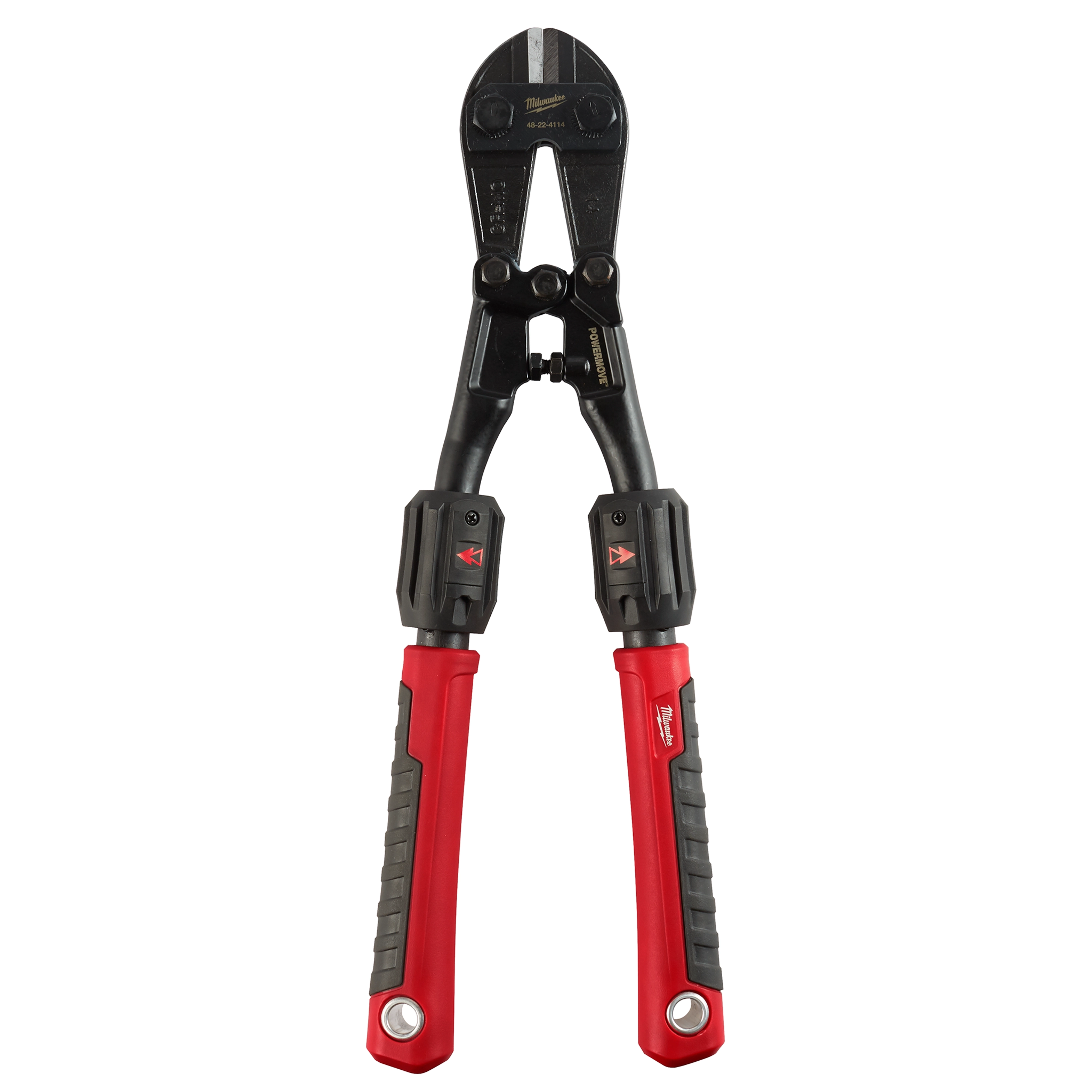 14" Adaptable Bolt Cutters with POWERMOVE(TM) Handles feature a sturdy cutting head and ergonomic red and black handles, providing enhanced grip and cutting efficiency.