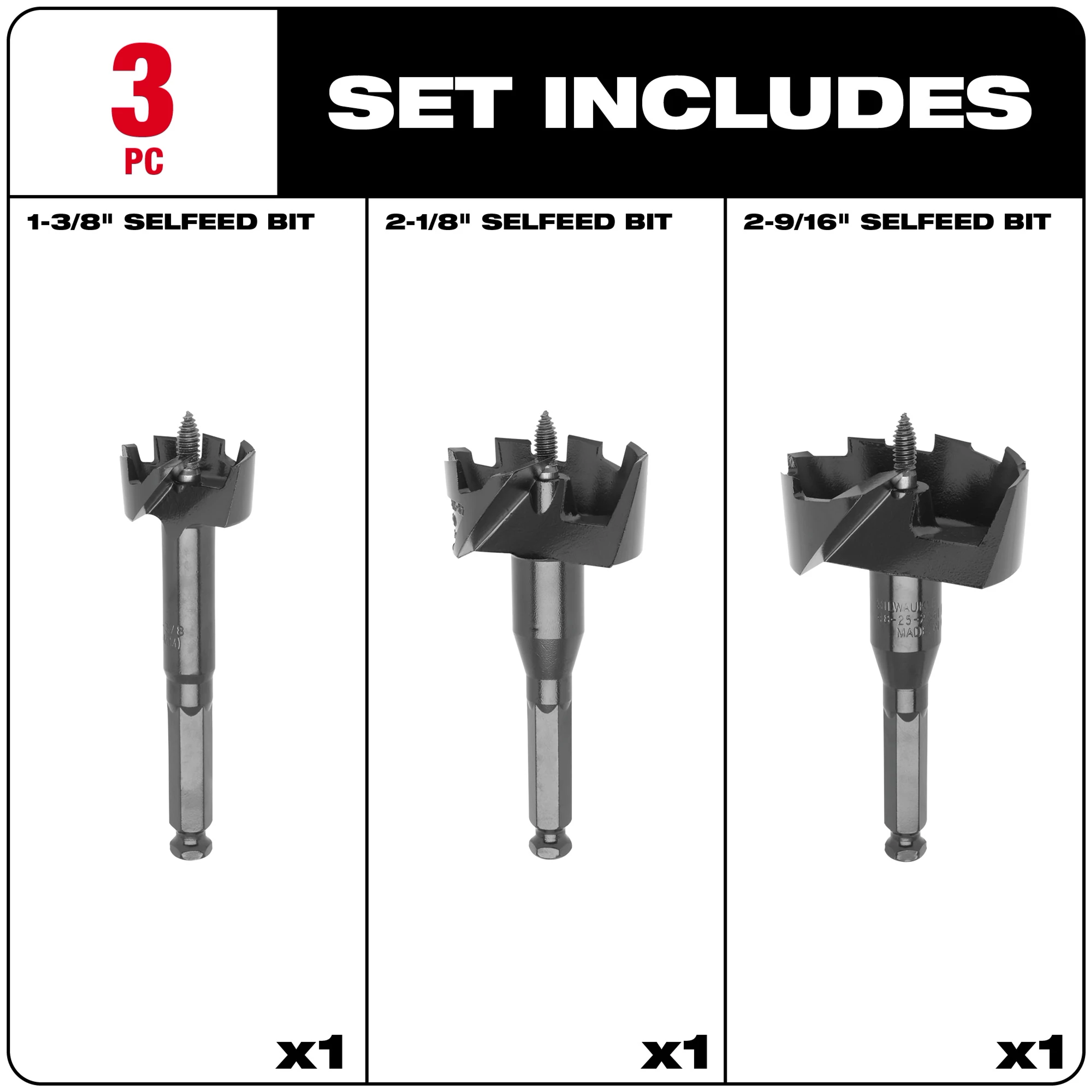 Plumbers' Selfeed Bit Kit (3 PC)