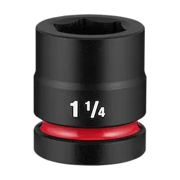 SHOCKWAVE Impact Duty 1" Drive 1-1/4" Standard 6 Point Socket standing upright with a red ring near the base.