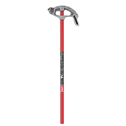 Offset Jobsite Scissors featuring a long red handle and a robust metal head designed for durability and precision cutting.