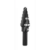 The #6 Step Drill Bit has a black metal design with multiple cutting diameters labeled 3/8 and 1/2 inches. It is used for drilling holes of various sizes into materials.