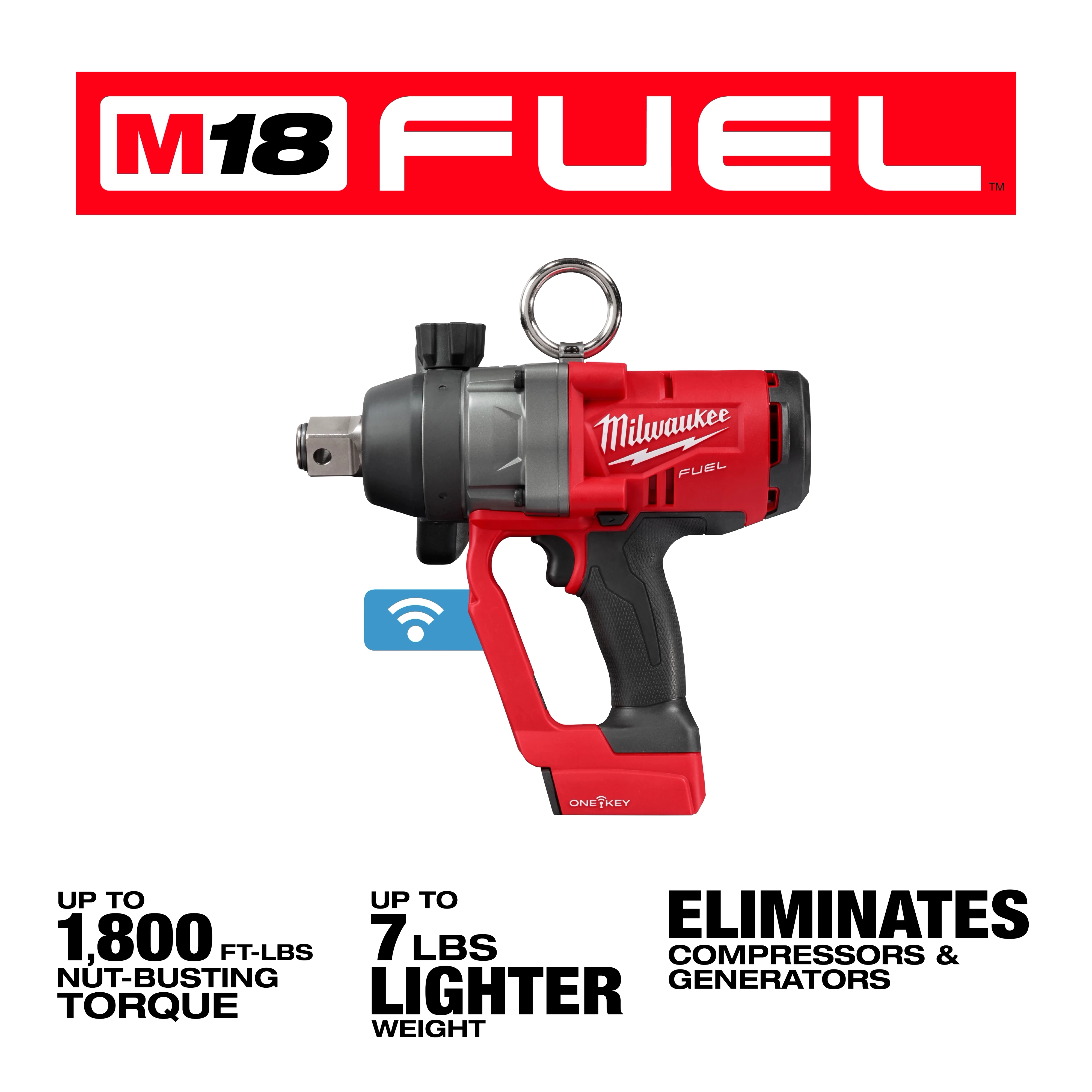 M18 FUEL™ 1" High Torque Impact Wrench w/ ONE-KEY™ FUEL USP