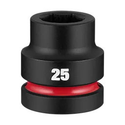 SHOCKWAVE Impact Duty 1" Drive 25mm Standard 6 Point Socket with 25 marking and red ring around the lower section.