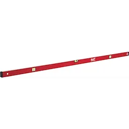 REDSTICK Level with red body, silver edges, black rubber end caps, and multiple bubble vials for measuring accuracy.