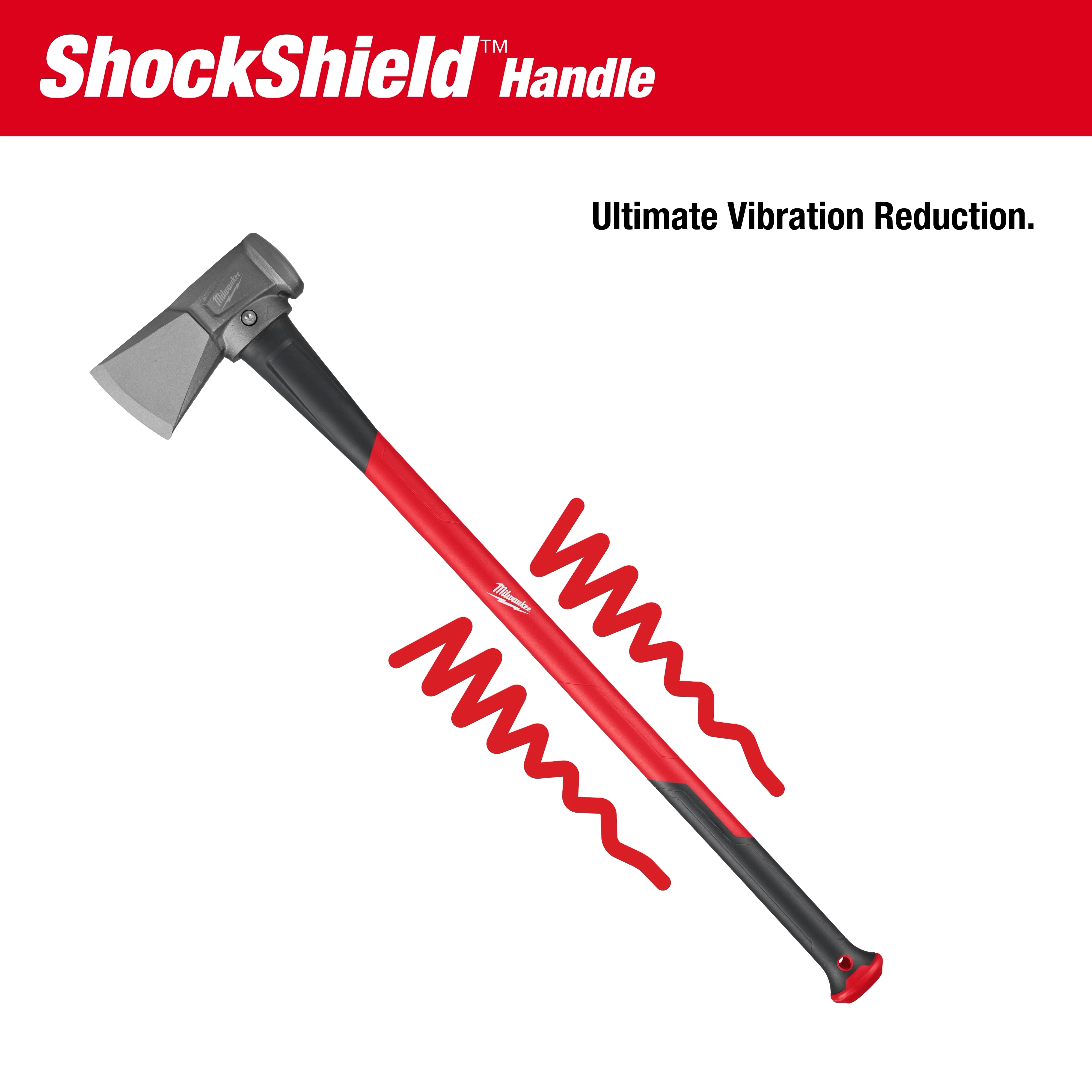 8lb Splitting Maul (36" Handle) with red and black ShockShield handle, designed for ultimate vibration reduction.