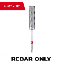 Rebar Cutter Image Reel, 1-1/2" x 12", designed exclusively for cutting rebar, with a spiral body and cutting teeth at the end.