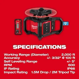 Red Exterior Rotary Laser Level specifications
