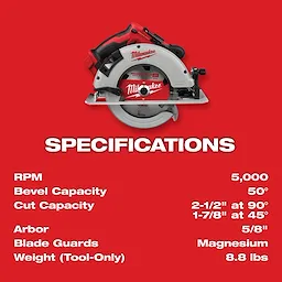 M18 Brushless 7-1/4" Circular Saw
Product Specifications