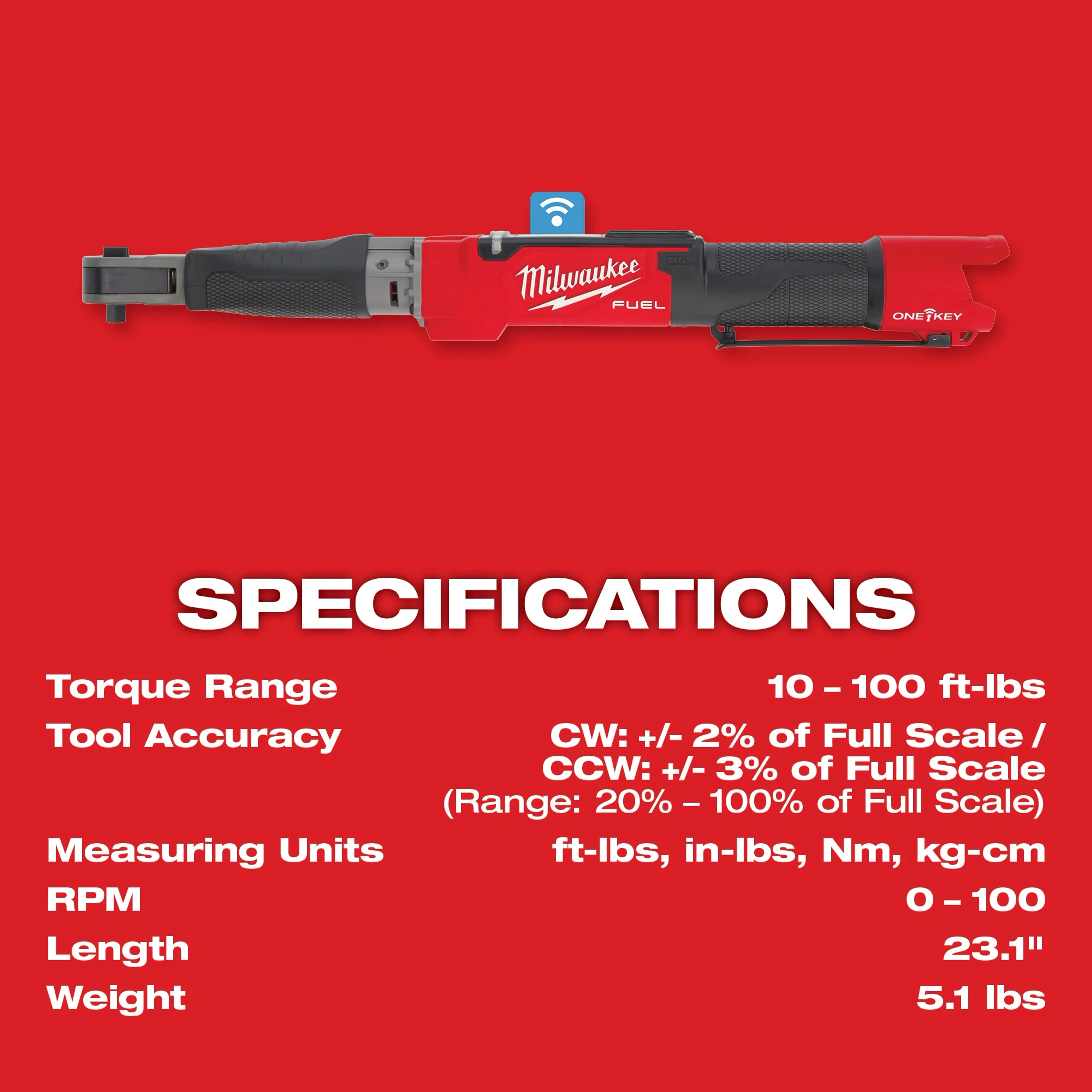 M12 FUEL™ 3/8" Digital Torque Wrench w/ ONE-KEY™ Specs