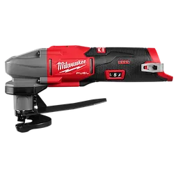 M12 FUEL 16 Gauge Scroll Shear power tool with compact body and cutting head on a plain background.