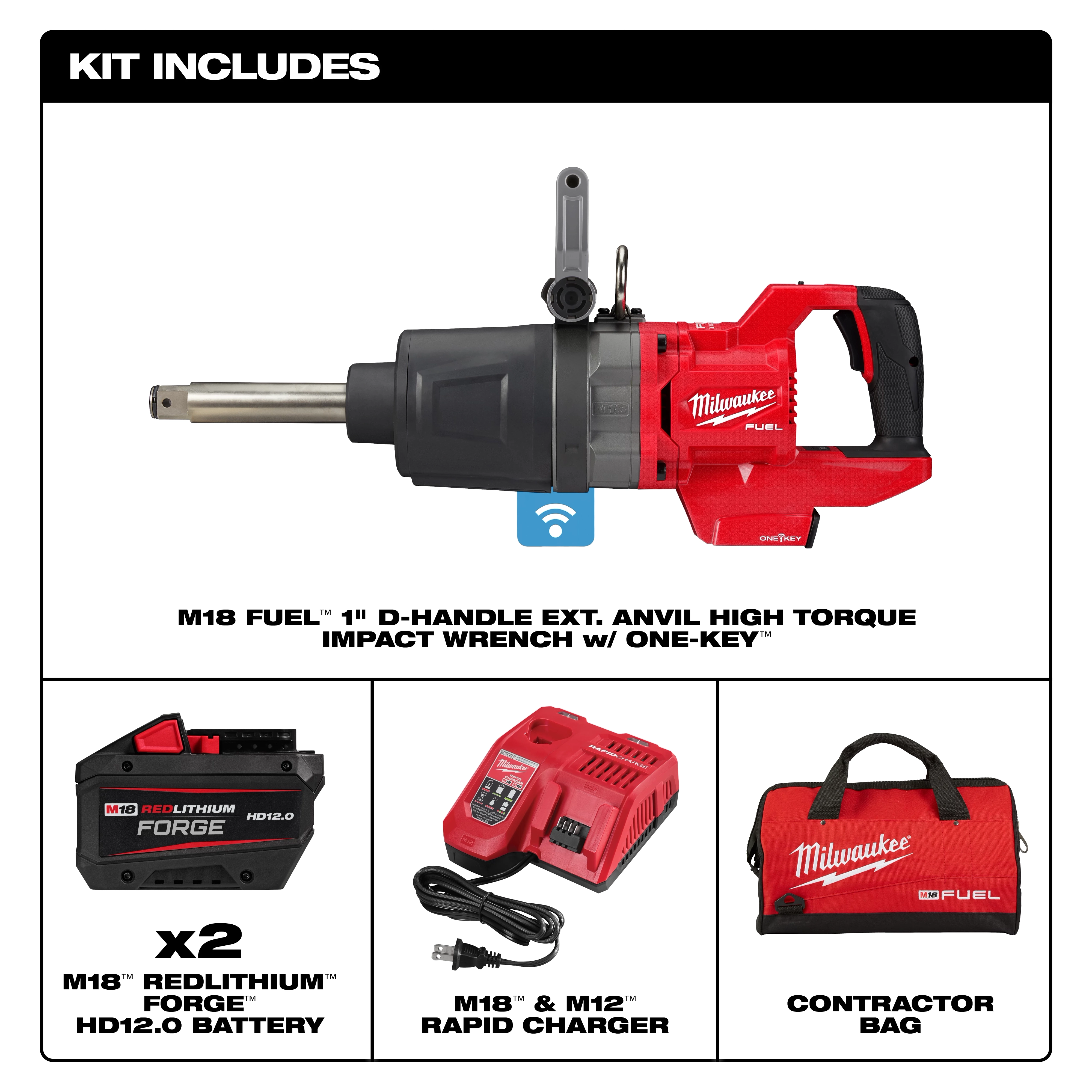 M18 FUEL™ 1" D-Handle Ext. Anvil High Torque Impact Wrench w/ ONE-KEY™ Kit - 3