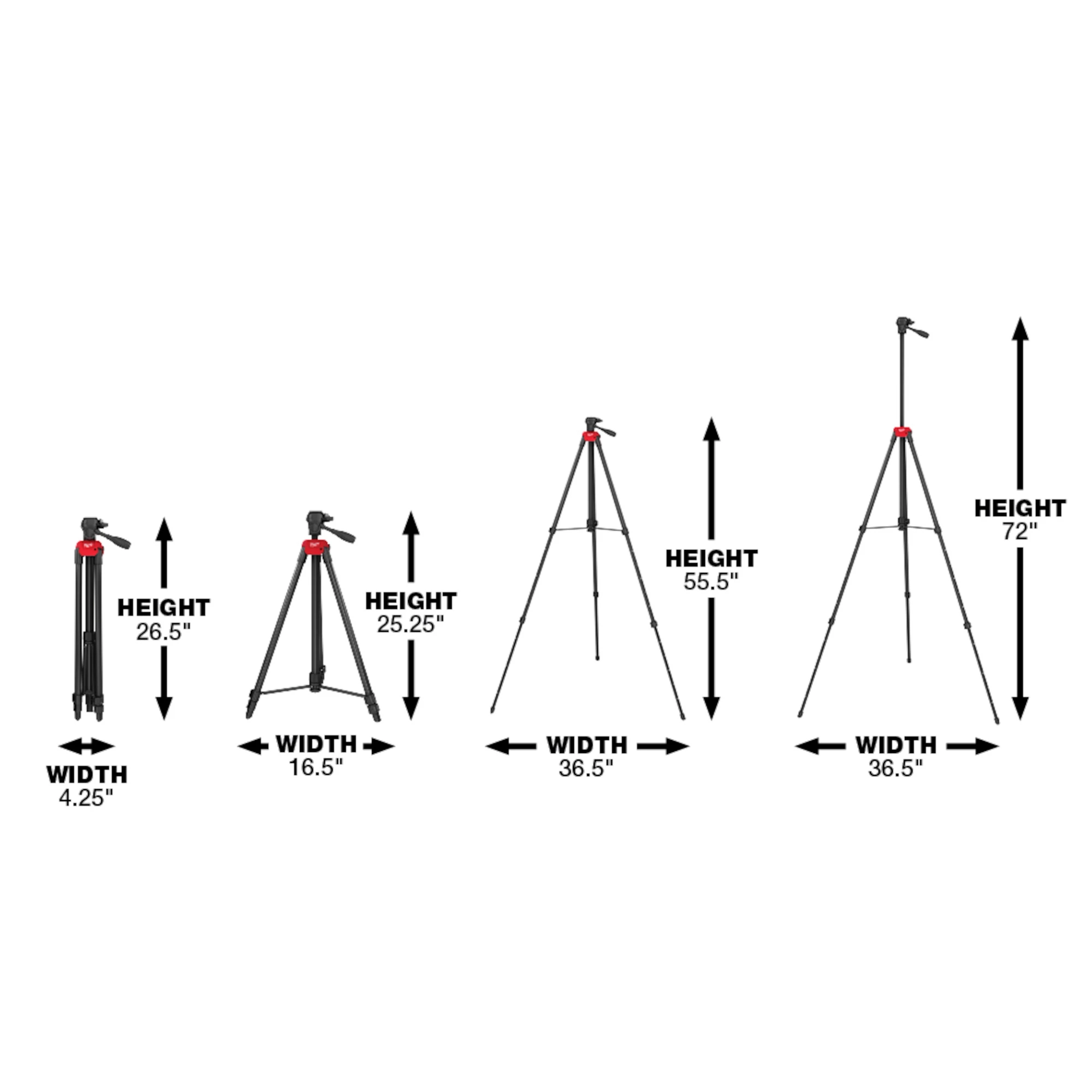72" Laser Tripod Dimensions