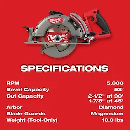 M18 FUEL Rear Handle Circ Saw 
Product Specifications
