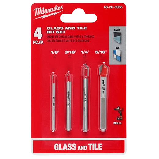 Milwaukee 48-20-8988 4-Piece Glass and Tile Drill Bit Set