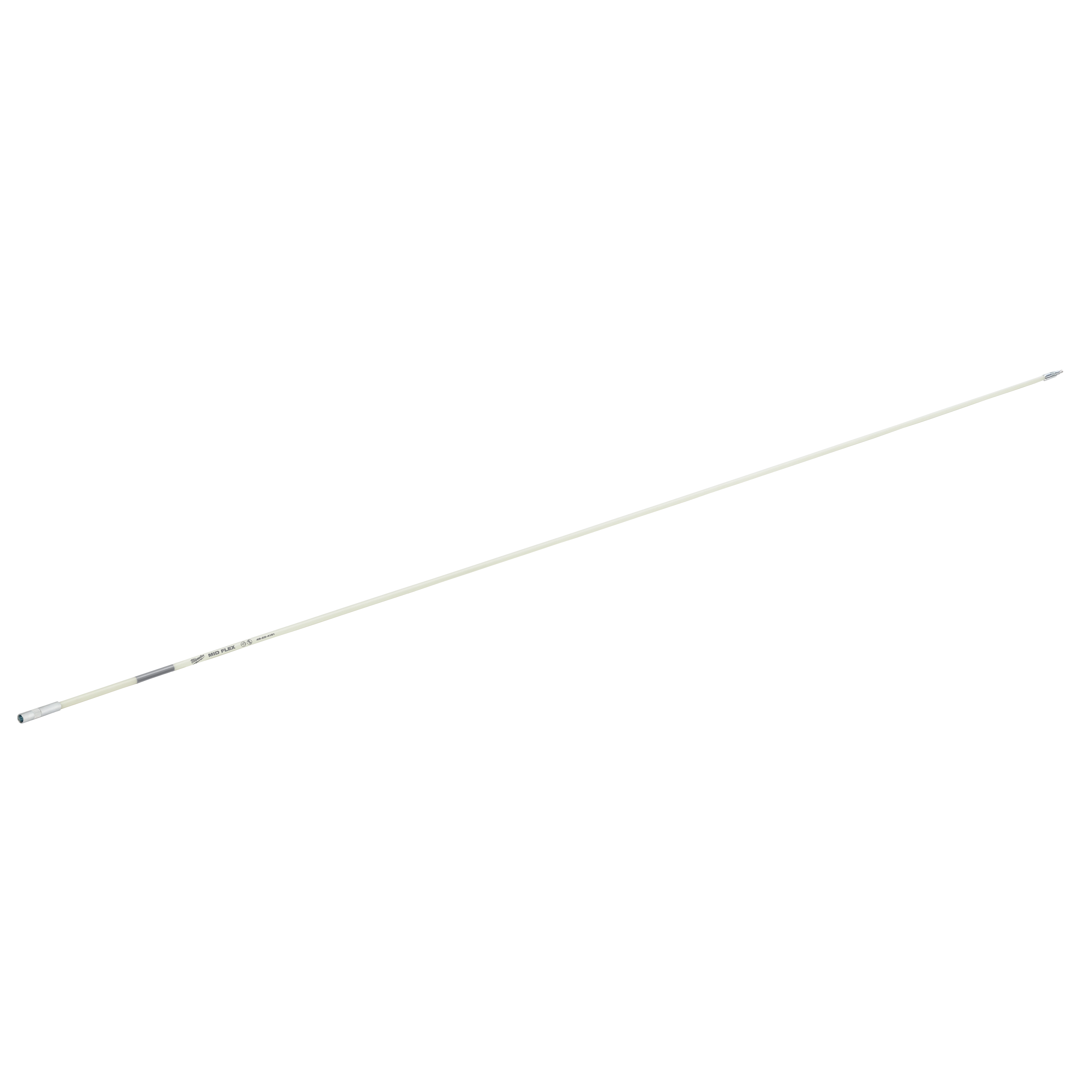5 Foot Mid Flex Fish Stick is a long, flexible tool used to pull wires through walls or ceilings. The stick is white with black markings.