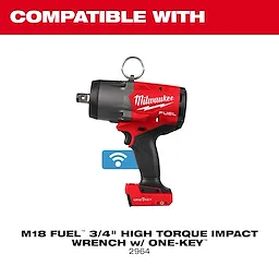 Red and black M18 FUEL 3/4" High Torque Impact Wrench w/ ONE-KEY Protective Boot centered on white background.