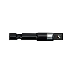 SHOCKWAVE 1/4" HEX SHANK TO 1/4" SOCKET adapter in black, designed for impact drivers, with a durable and compact design.