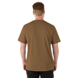 A man wearing a brown-colored FREEFLEX Hybrid Work Tee - Short Sleeve, shown from the back. The shirt features a simple and casual design, suitable for hybrid work environments.