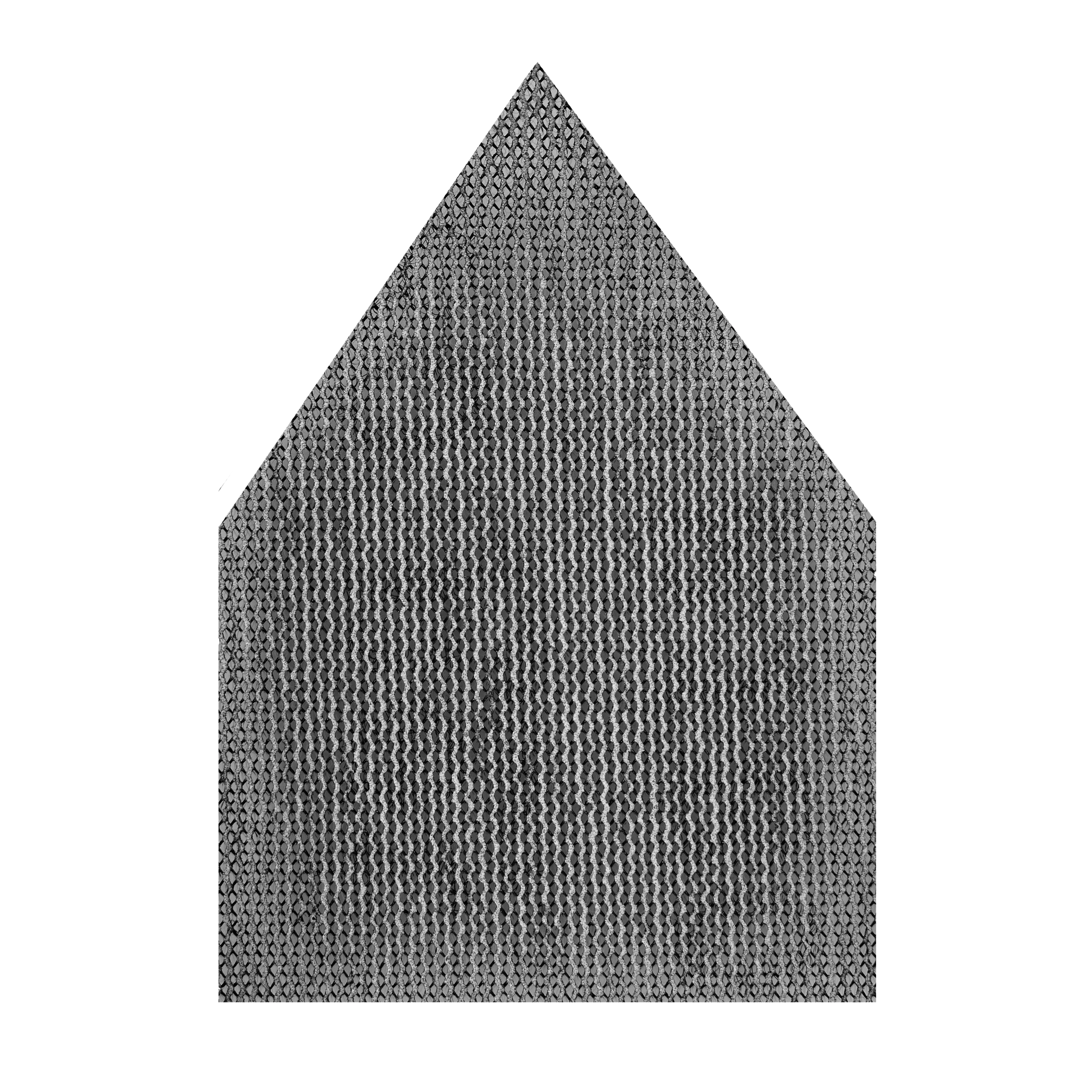 180 Grit Mesh Sanding Sheet with a triangular shape and a textured surface designed for sanding wood, metal, and plastics.