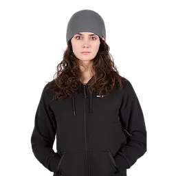 Image of a woman wearing the Milwaukee Fleece-Lined Beanie in gray