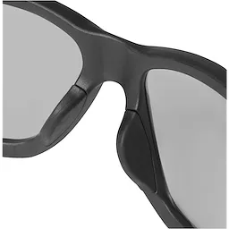 Performance Safety Glasses with gray fog-free lenses featuring a black frame and padded nose bridge for comfort.