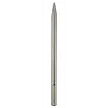 The SDS-MAX 12" Bull Point is a metallic, chisel-shaped tool attachment designed for heavy-duty drilling and demolition work. It has a long, cylindrical body with a pointed end for precision and fits into compatible power tools.