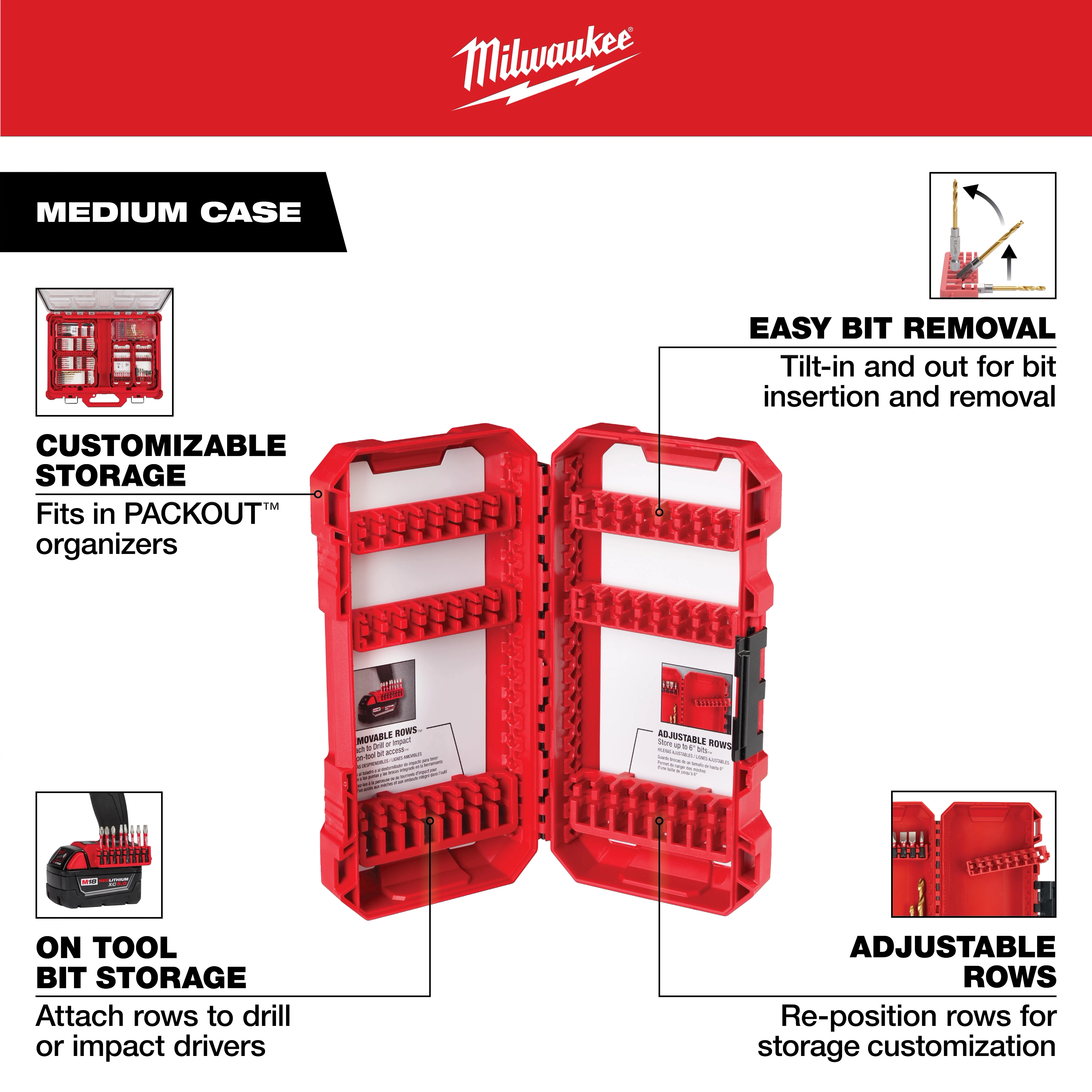 MILWAUKEE® Customizable Medium Case for Impact Driver Accessories