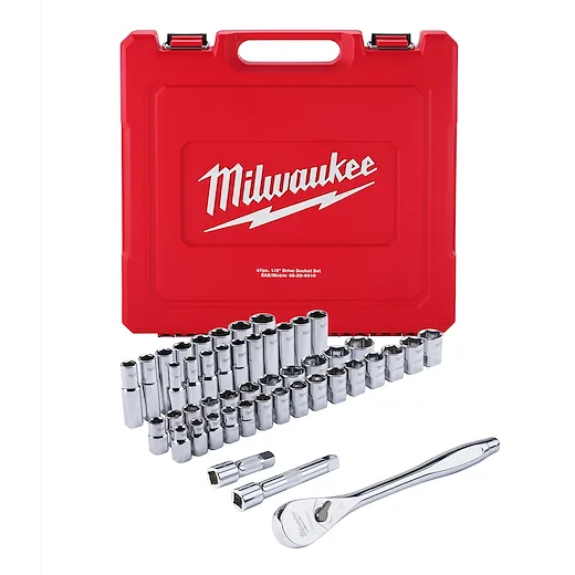 47pc 1/2" Drive Metric & SAE Ratchet and Socket Set with FOUR FLAT™ Sides