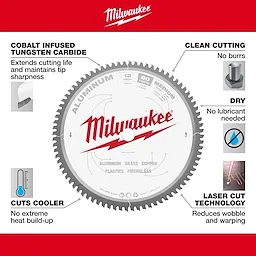Milwaukee 48-40-4365 Walkaround features cobalt-infused tungsten carbide, laser-cut technology, dry cutting, and cooler operations.