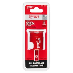 The 1-1/4" Diamond Max Hole Saw Bit is designed for cutting porcelain, tile, and stone. It features a 32mm cutting depth.