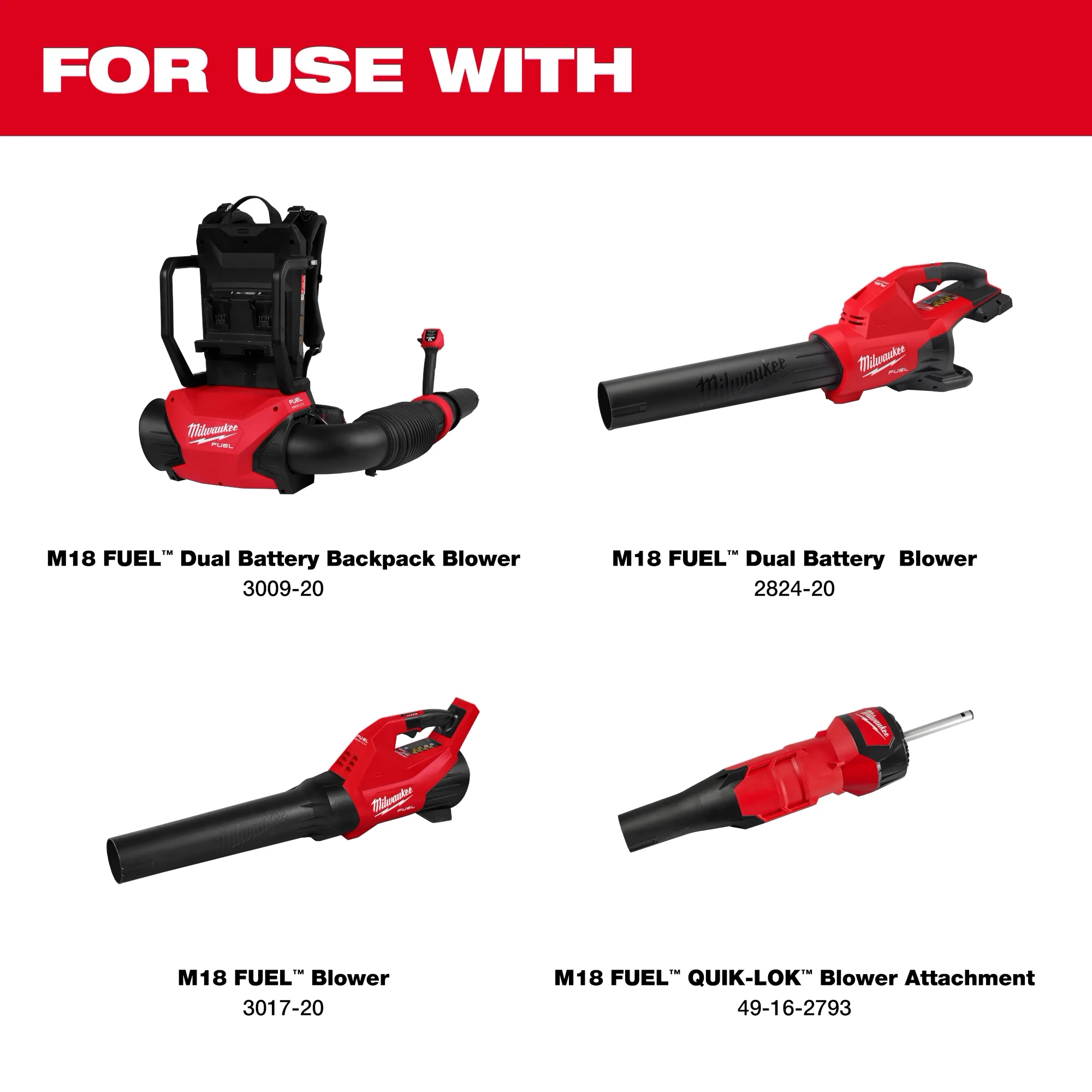 M18 FUEL™ Blower Tapered & Flat Nozzle Attachment Kit | Milwaukee Tool 