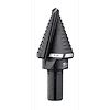 The %237%20Step%20Drill%20Bit is a black, conical-shaped drill bit with multiple stepped cutting edges, designed for creating holes of varying diameters. The bit is marked with a 7/8 size indication.