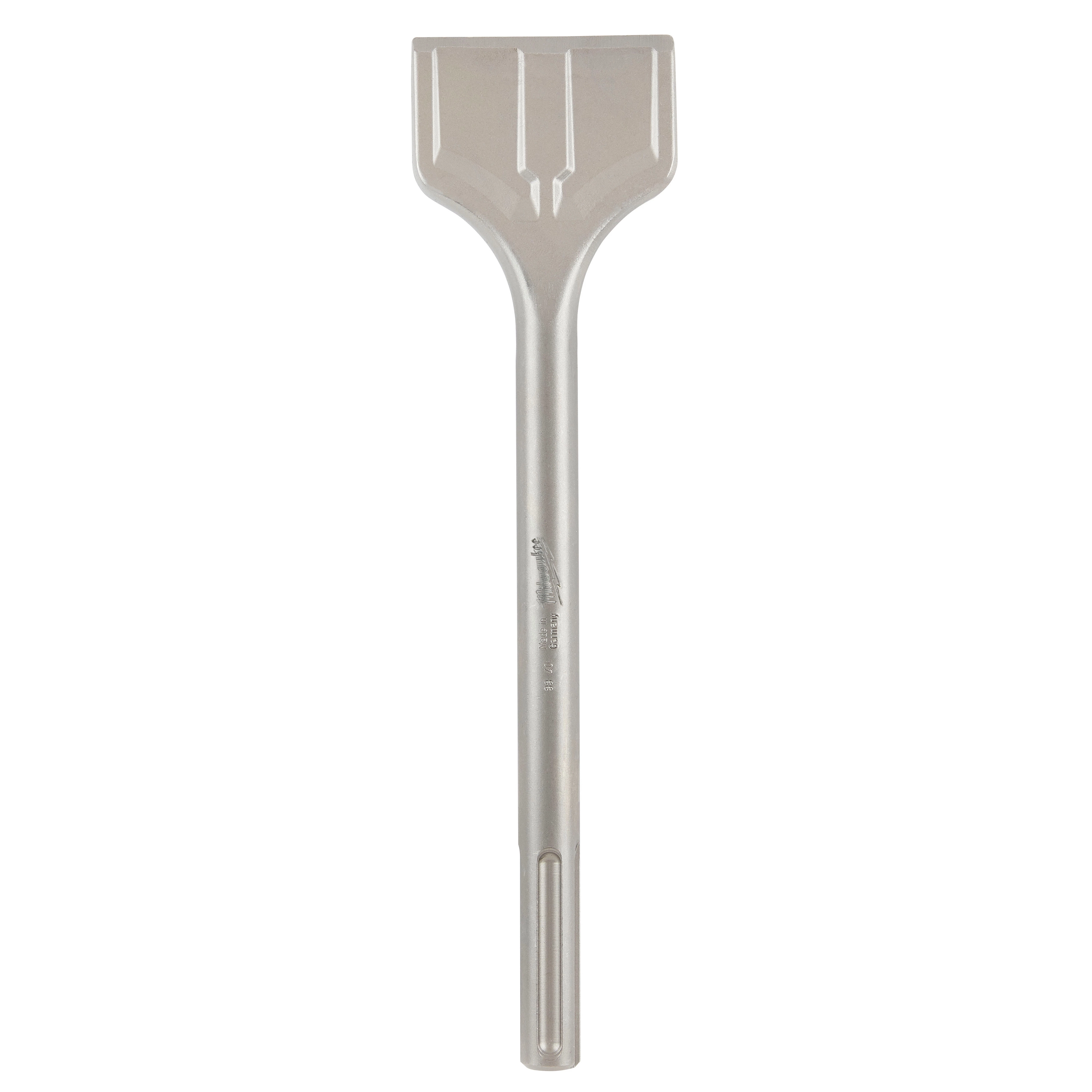 SDS-MAX SLEDGE 3" Scaling Chisel, a silver-colored, flat, and wide chisel, designed for heavy-duty material removal tasks.