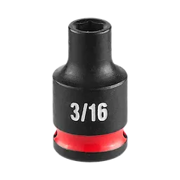 SHOCKWAVE Impact Duty 1/4" Drive 3/16" Standard Impact Socket featuring black finish with red band and white size marking.