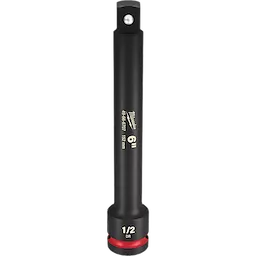 1/2 DR 6" Impact Extension, black with white text, including measurements and model number. Rounded ends with a red ring on the bottom.