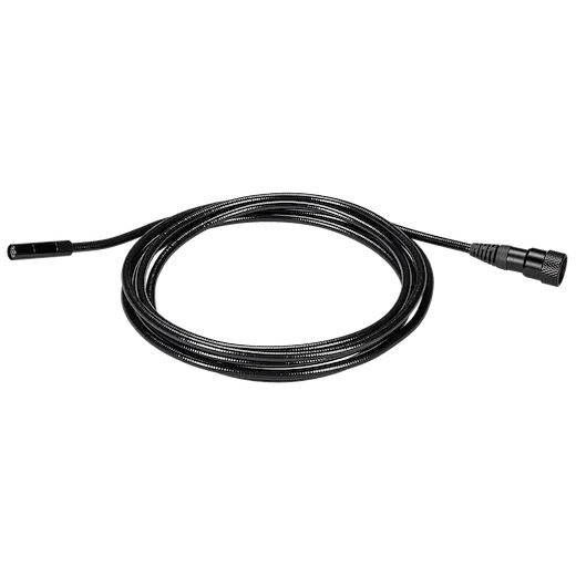A coiled, black 10mm 10' Borescope Camera Cable for M12™ Wireless Monitor. The cable has connectors on both ends, one for the camera and the other for the wireless monitor.