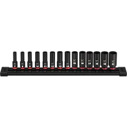 SHOCKWAVE 3/8 in. Drive Metric Deep Well 6 Point Impact Socket Set (14-Piece)