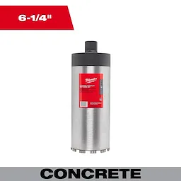 6-1/4" Diamond Premium Wet Core Bit for concrete drilling, shown with a metallic cylindrical body and black top.