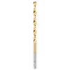 The THUNDERBOLT® Titanium Coated 5/32" Drill Bit features a titanium coating for extended durability. The bit has a spiral flute design and a silver shank.