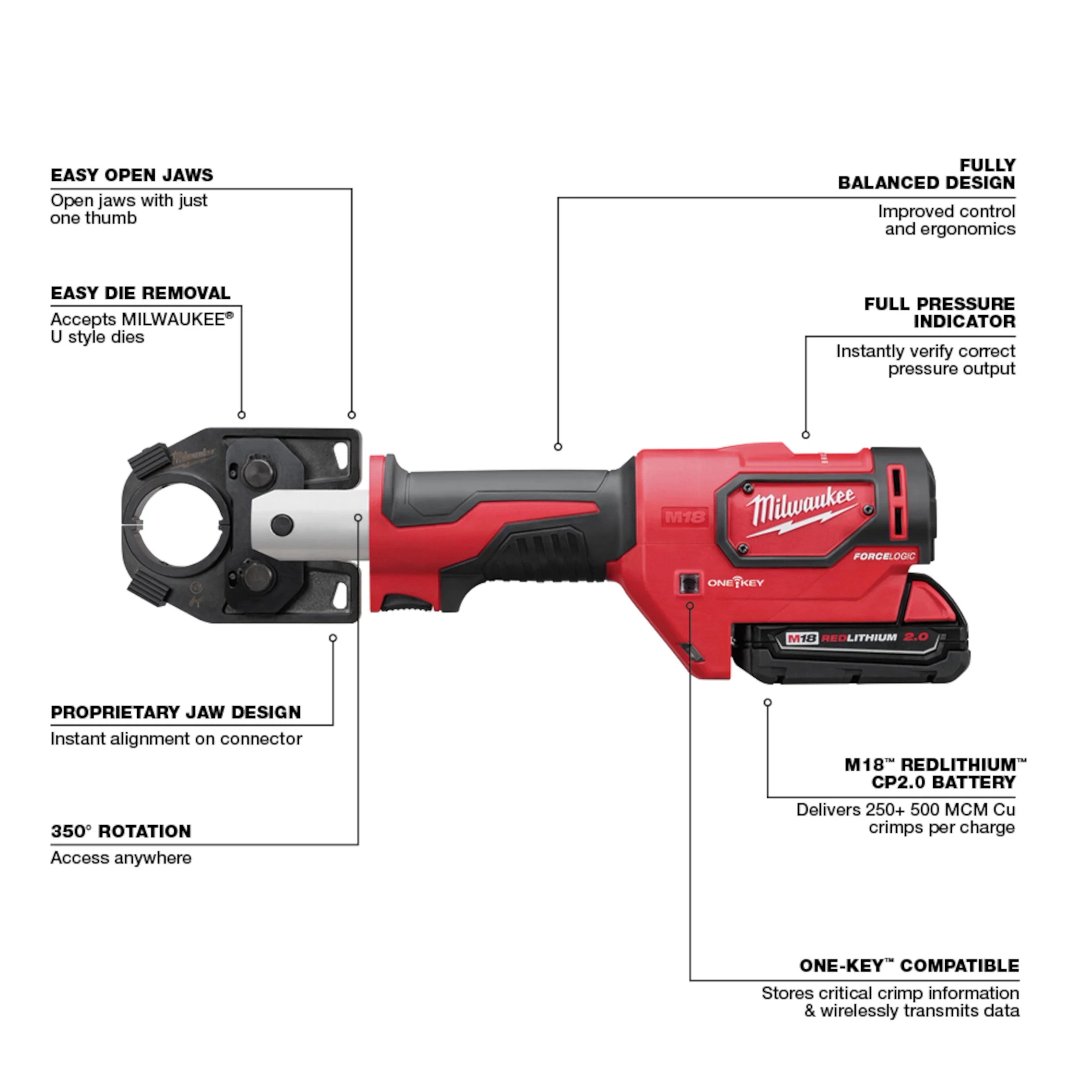 M18™  FORCE LOGIC™ 600 MCM Crimper Kit - 4