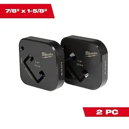 7/8" x 1-5/8" Single Strut Shearing Dies, 2-piece set, black with engraved markings for size and brand.