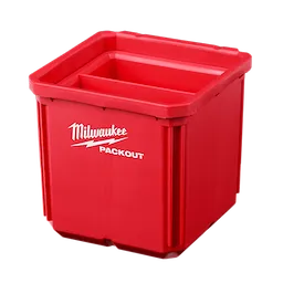 Red Milwaukee Bin Set for PACKOUT with logo, featuring a large main compartment and smaller inner section for organization.