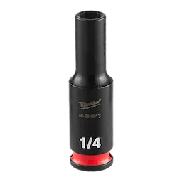 SHOCKWAVE Impact Duty 1/4" Drive 1/4" Deep Impact Socket in black with a red band at the base and 1/4" marking on it.
