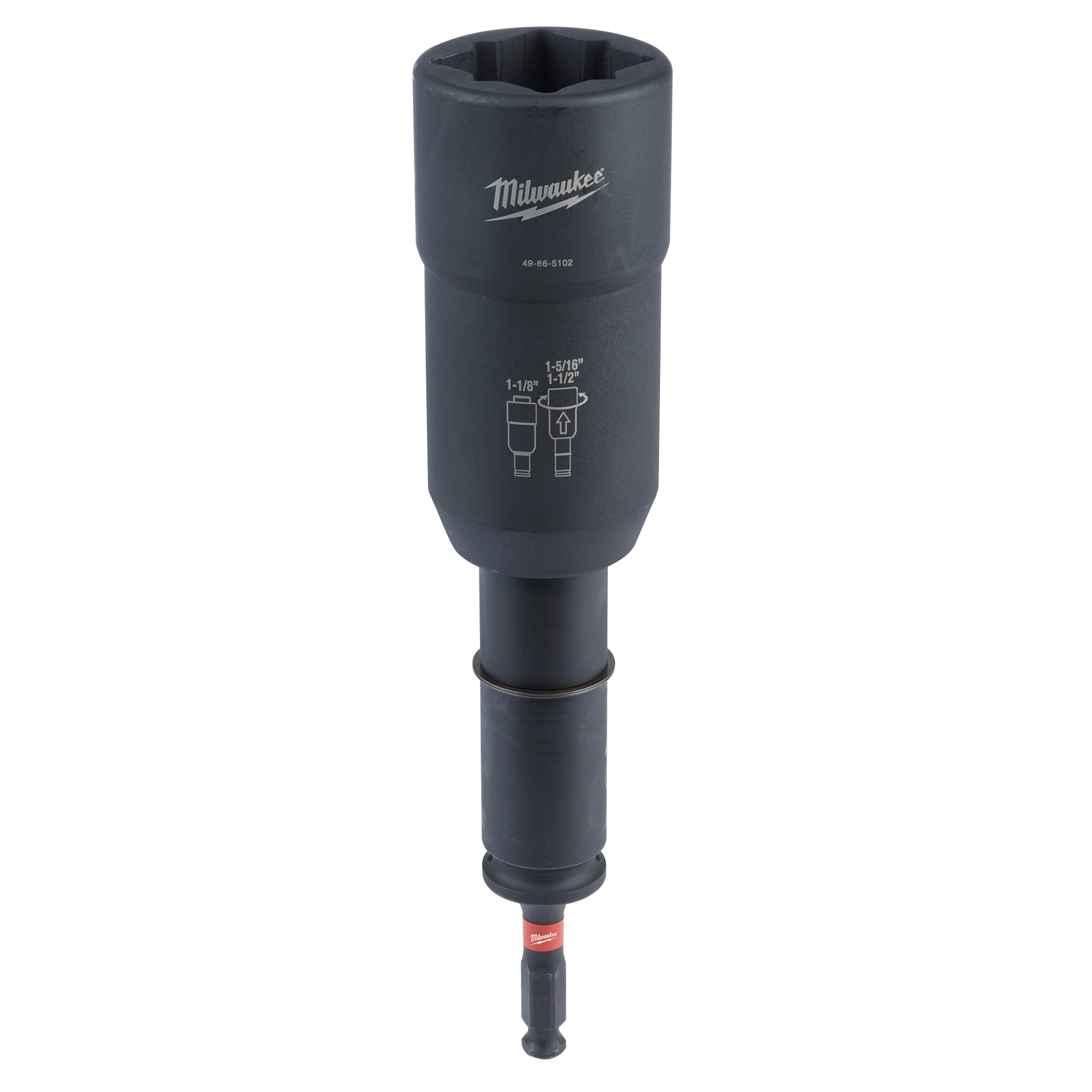 The SHOCKWAVE™ Lineman's 3-in-1 Distribution Utility & Transmission Sockets by Milwaukee is a tool designed for linemen. It features three socket sizes, a durable build, and color-coded rings for easy identification. The tool is designed for use on distribution utility and transmission projects.