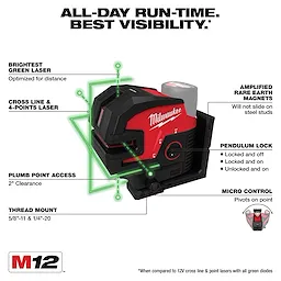 M12™ Green Cross Line & 4-Points Laser Walk Around