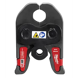 The M18 Jaws and Rings - Stainless Steel is a robust, red and black tool accessory designed for specific pressing tasks.