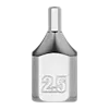 The 1/4" Drive 2.5mm Low-Profile Hex Bit Socket is a small, metallic tool with a hexagonal tip and the number "2.5" engraved on its side, designed for use with compatible drive mechanisms.