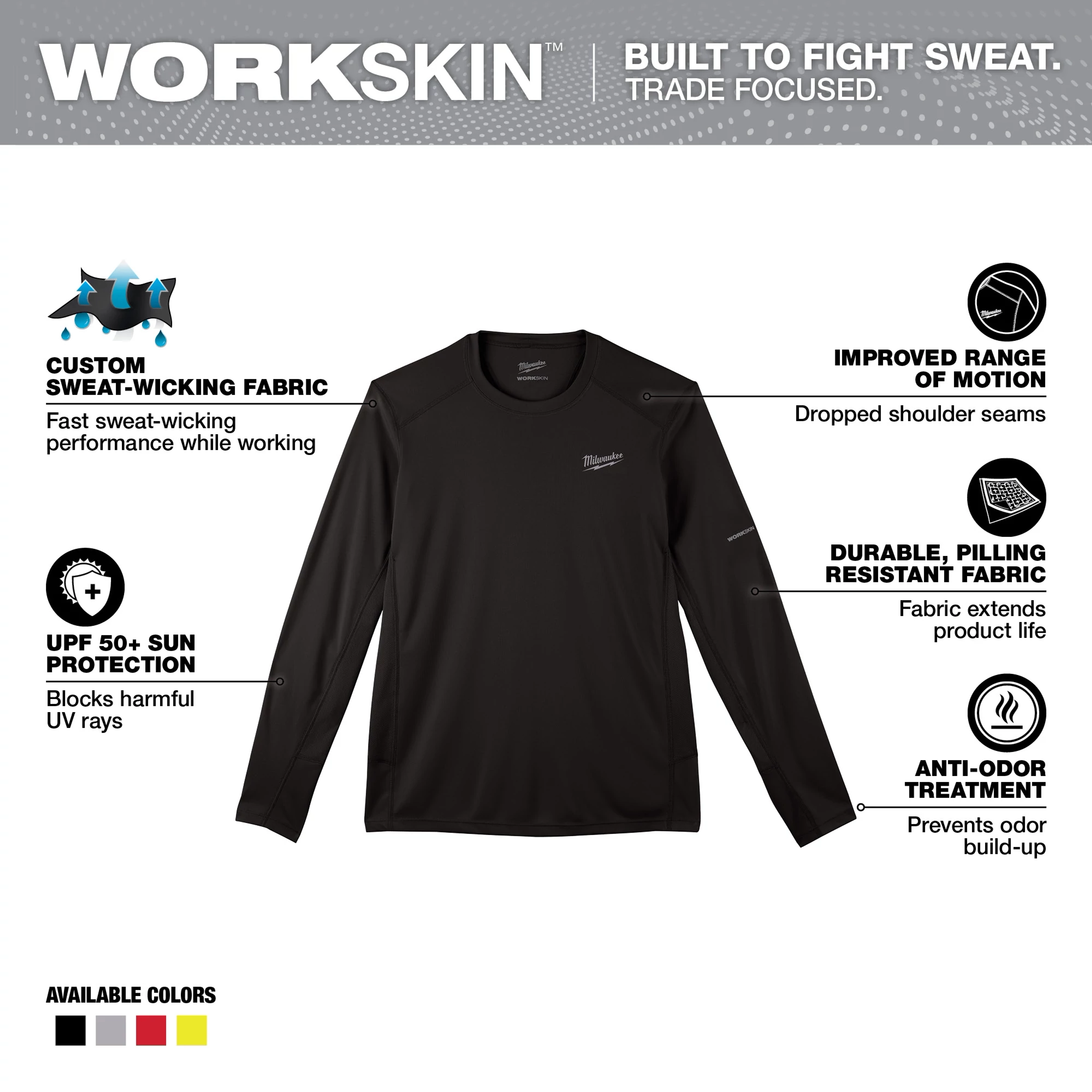 WORKSKIN Lightweight Performance Shirt - Long Sleeve Walkaround featuring sweat-wicking fabric, UPF 50+ protection, and anti-odor treatment.